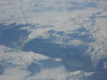 A view of a glacier moraine from the airplane near Oslo