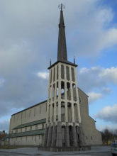 A modern church located nearby