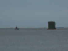 A silo goes out to sea