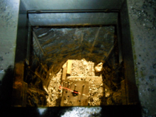 The vertical shaft completely exposed