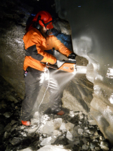 Miriam Jackson taking an ice sample