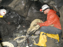 Pete installs accelerometer cables