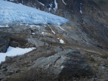 The glacier tongue far below.