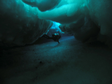 Adam in ice tunnel