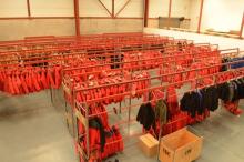 Rows of Big Red parkas