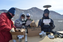 Sediment sampling at Lake Fryxell