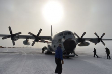 The LC-130 plane lands!