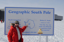 Michelle at the Geographic South Pole