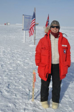 Michelle at the real geographic South Pole