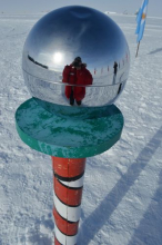 Michelle at the Ceremonial South Pole