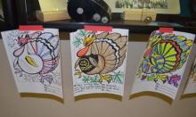 Coloring turkeys for Thanksgiving