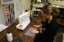 Susan at the sewing machine