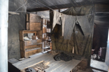 Clothes inside Discovery Hut.