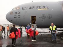 Boarding the C-17