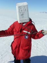 Michelle with her bucket head