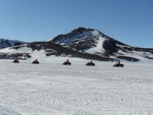 On the snowmobile