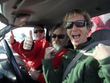 Terry, Steve and Andrew in the truck