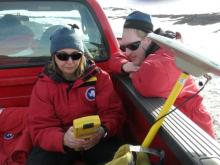 Joni and Andrew test the GPS