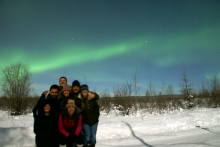 Orientation Crew Under the Aurora