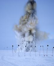 Dynamited crevasse in Antarctica