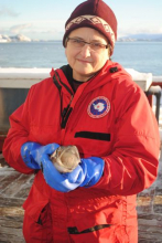 Paula Dell with a Chaenocephalus gunnari