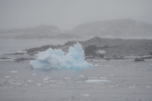 Antarctic ice on a foggy morning