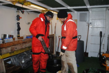 Retrieving whale bones from the Southern Ocean