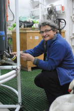 Paula retrieving water samples from the CTD