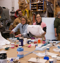 Lisa Crockett and Kristin O'Brien Fish Printing at Palmer Staion, Antarctica