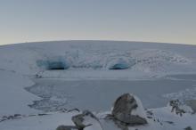 Glacier caves in Palmer Station backyard