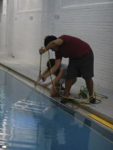 Liliana Diaz and Francisco Flores test working on the Fish Spy