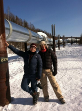 Paula Dell and Susy Ellison at the Alaskan Pipeline