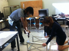 Raymond Thicklin and Liliana Diaz work on the Fish Spy