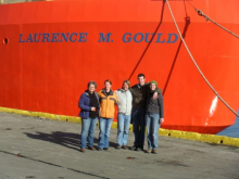 Our research team in front of the R/V Laurence M. Gould