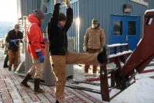 Unloading cargo at Palmer Station, Antarctica