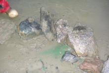 Sampling of rocks from Flanders Bay, Antarctica