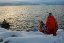 Switching out the Cache on Christine Island, Antarctica