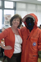 Mrs. Freeman with her 6th grade polar scientist