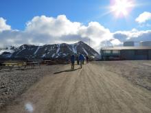 The REU group heading back from the lab