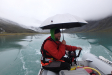 Chris driving boat