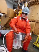 Sieving mud.