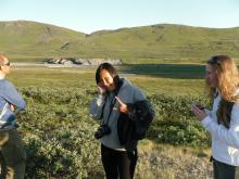 Cecilia Olsen-Heilmann taking Aggu's callsign during the hike to the waterfall