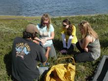 Alex (US), Marisa (US) and Cecilie (DK) take air samples