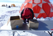 Researcher Logging Core Samples