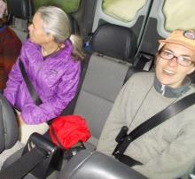 Julia West and Sharon Steiner in the roomy MSLC van