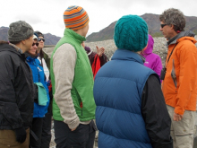 Dave Schirokauer and teachers discussing important points of braided streams