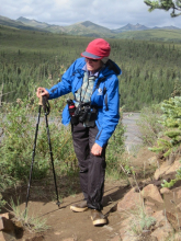 Nan Eagleson sharing her knowledge of natural history at an archaeological site 