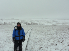 Ms. Steiner dressed for field work on a snowy day