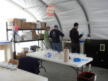 Caroline, Mike and Anthony at work in the lab