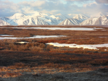 sunlight on North Slope of the Brooks Range, 3:45 am 5/30/2012 from outside of D